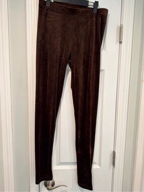 NWOT Conceited Brown Velvet Velour Pull-On Leggings Plus Size 1-2X Stretch Pants